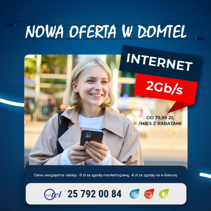 uśmiechnięty mężczyzna siedzi na kanapie, ręce trzyma splecione na karku, na kolanach ma laptopa na którym coś ogląda i informacja internet 600 mega od 59,99 zł miesięcznie z rabatami